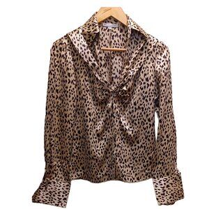 LILLIE RUBIN LEOPARD PRINT SILK SHIRT -  NWOT